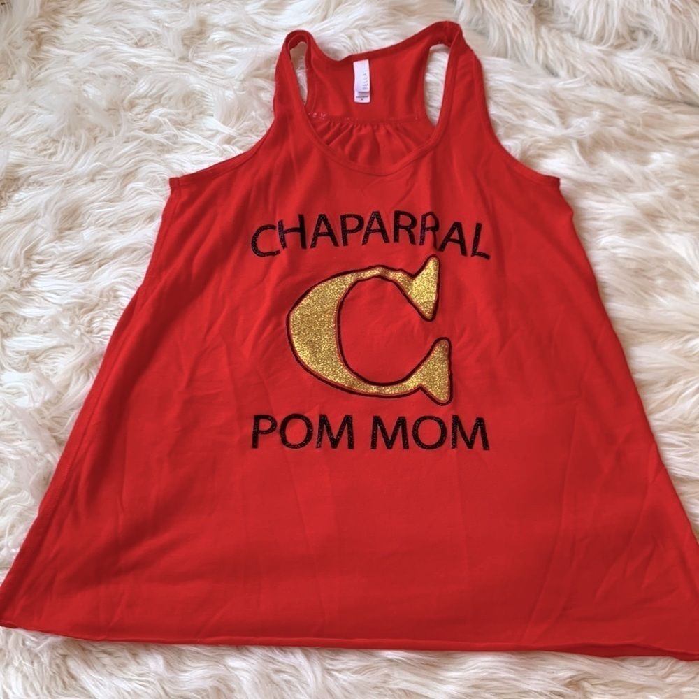 Chaparral Pom Mom Red Gold and Black Racerback Tank Top Size M